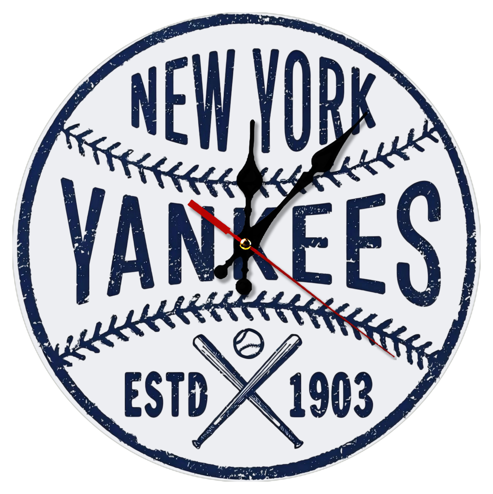 New York Yankees Estd 1903 Silent Round Wall Clock – Modern & Stylish DIY Design, Durable Wood Construction, Easy To Install – Perfect For Office, Bedroom, Living Room, And More